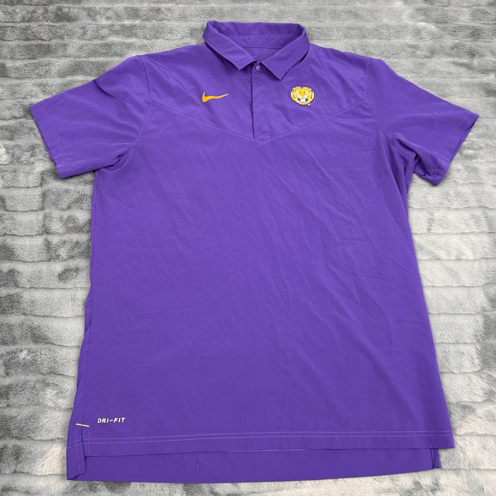 Nike LSU Tigers Mens Large Purple Dri-FIT On-Field Polo Shirt DC6362-547